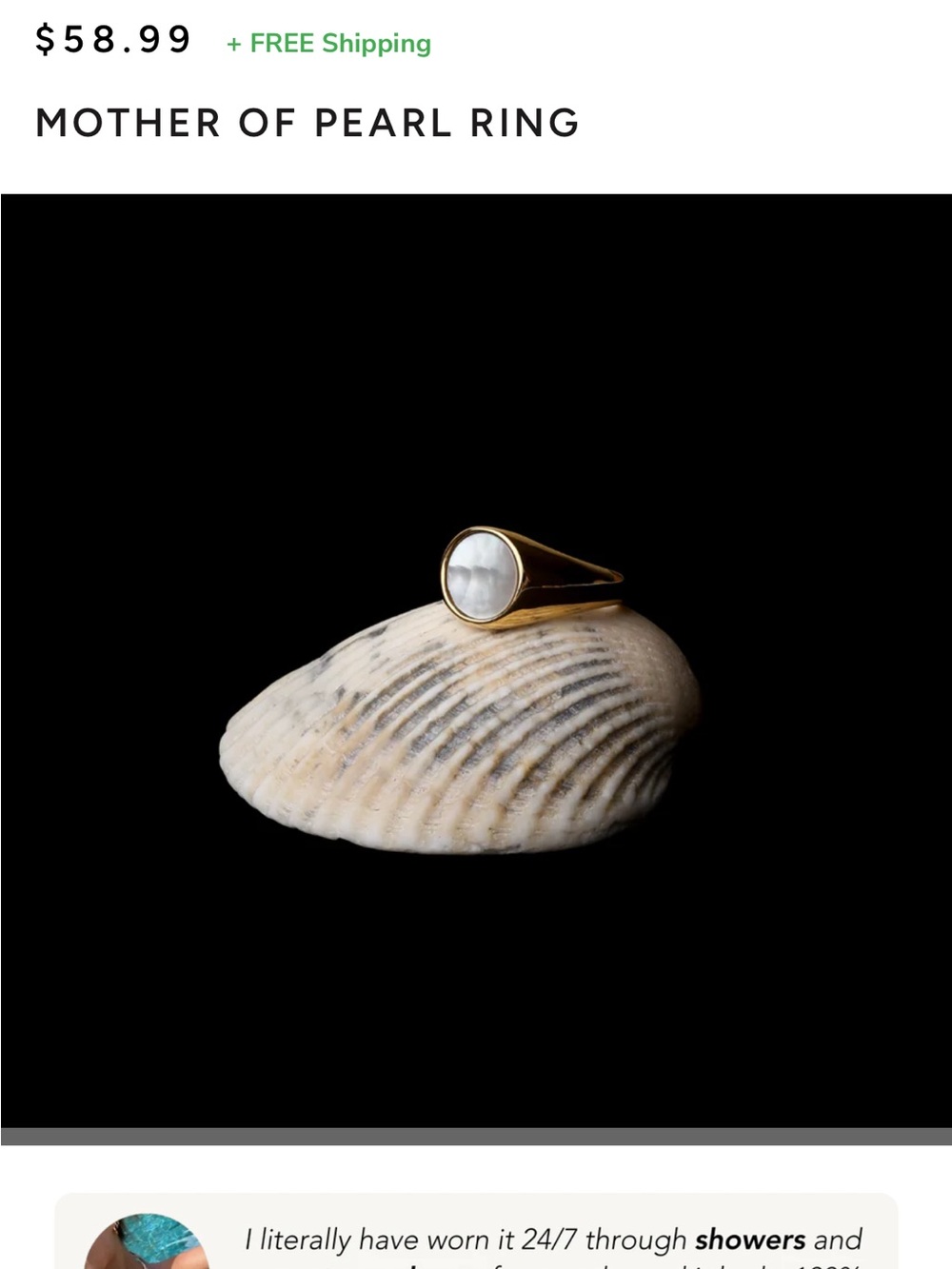 Size 8 Gold Mother of Pearl Ring — Elegant Women's Ring